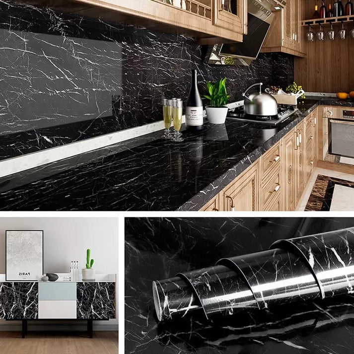 Black Marble Texture Design PVC Waterproof Sticker Sheet (60 x 200 cm) Regular priceRs.499.00