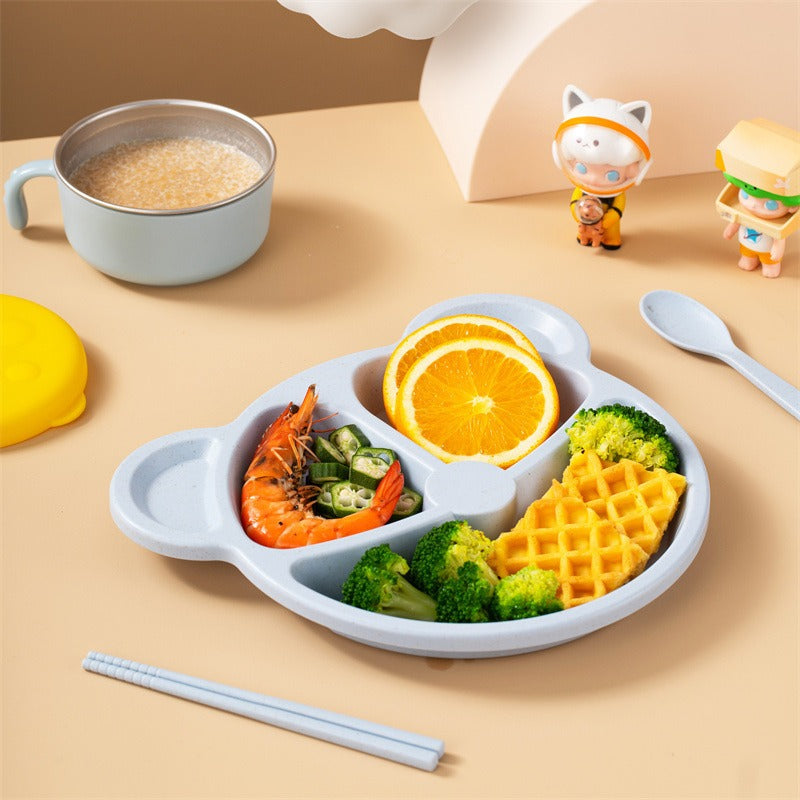 2PCs Children Bear Plate with Fork Spoon